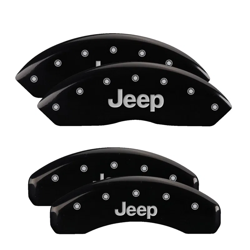 42018SJEPBK – MGP CALIPER Caliper Cover, Set of 4 Jeep Logo Powder Coated Black Aluminum